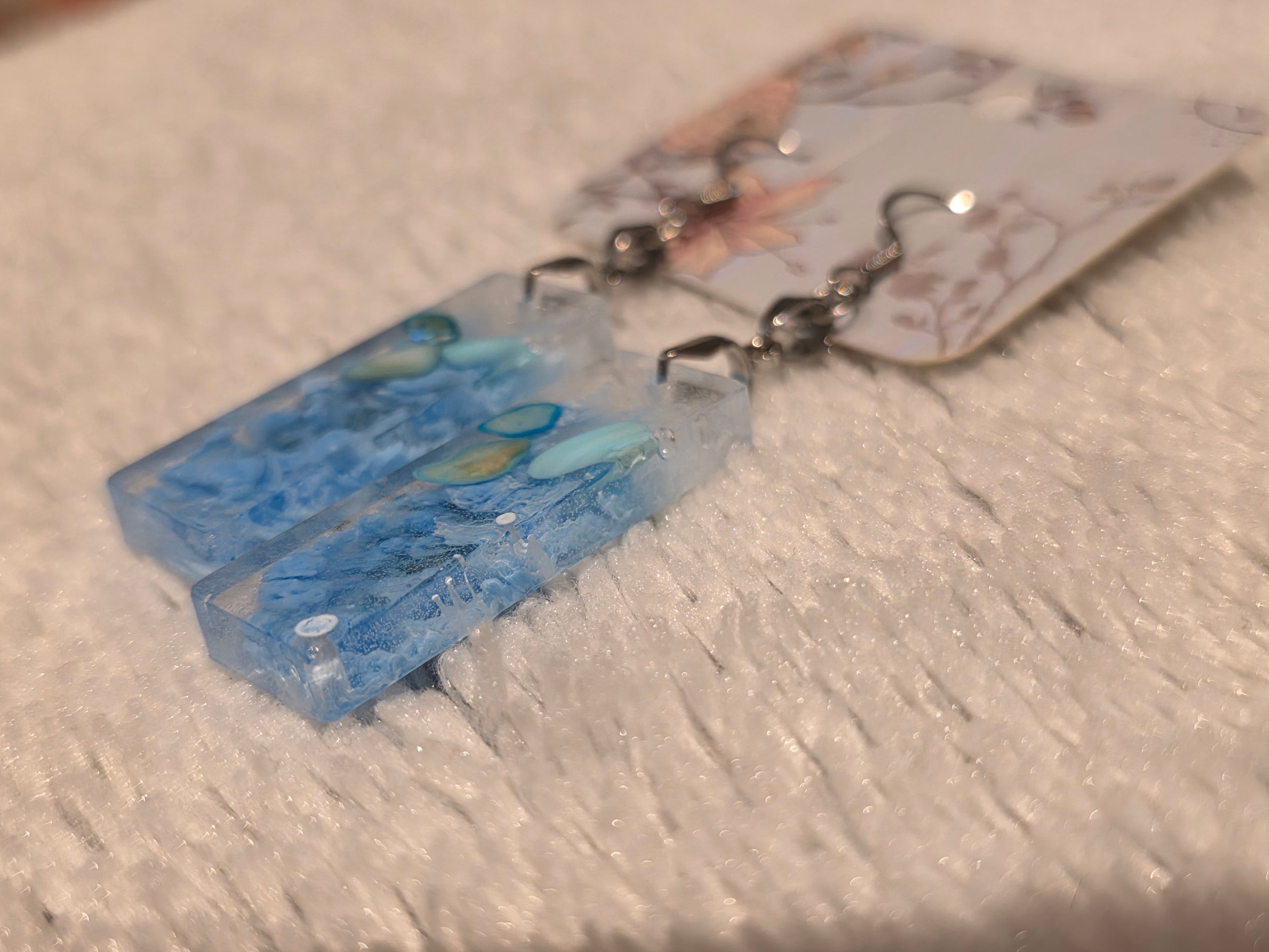 Crystal Blue – Handmade Resin Earrings