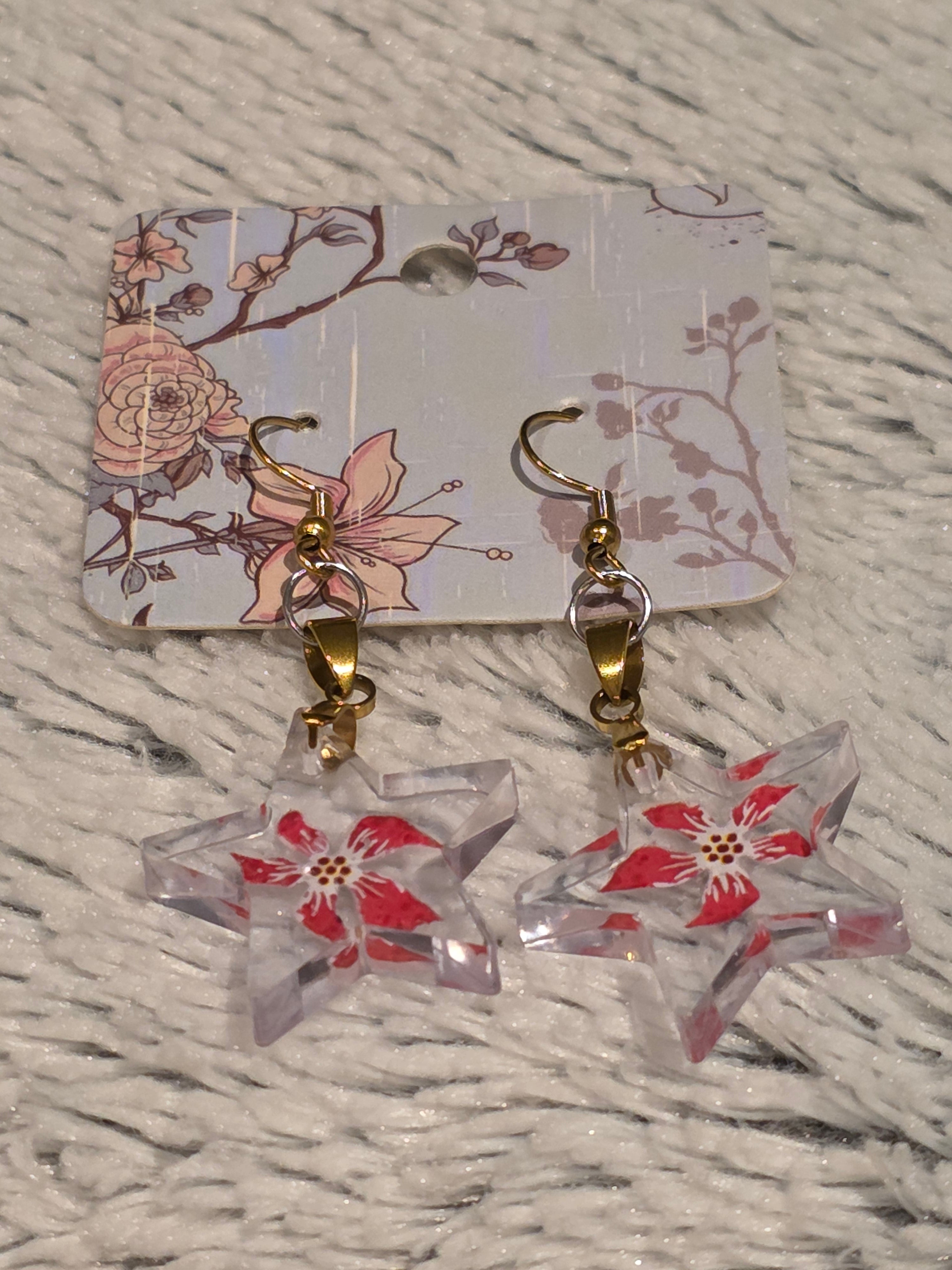 Resin Star Earrings –  | Gold stainless steel Hooks