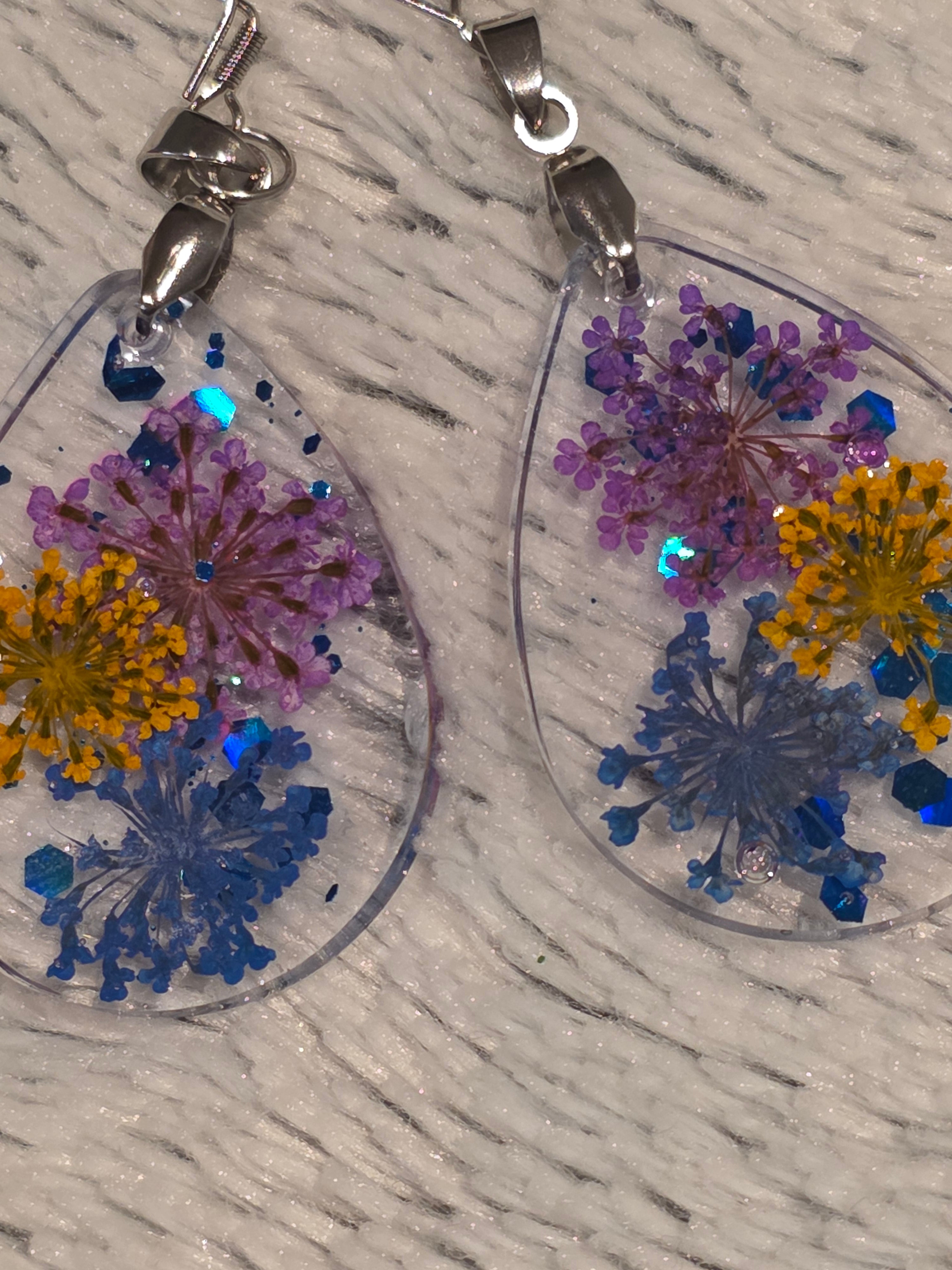 Resin Earrings – Real Dried Flowers | Handmade